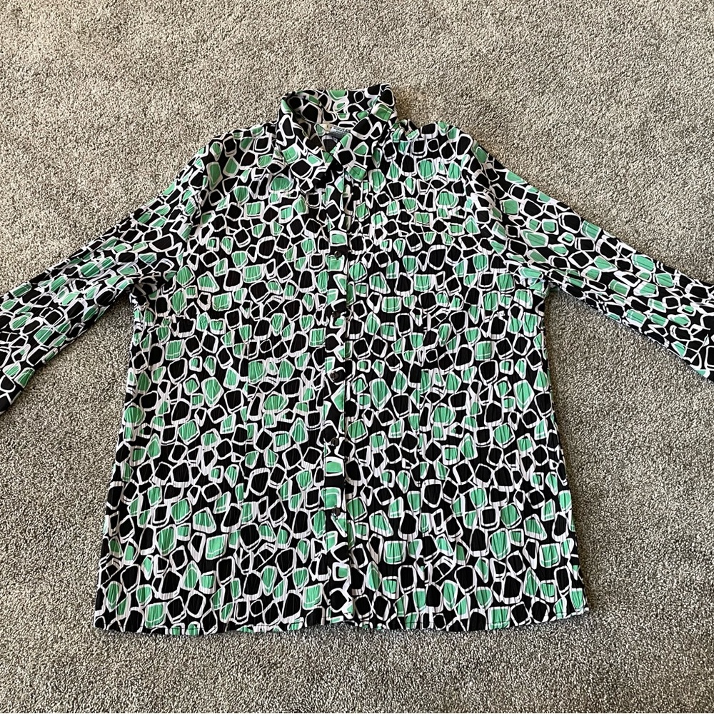 Fred David Button Up Geometric Print Shirt Size Large